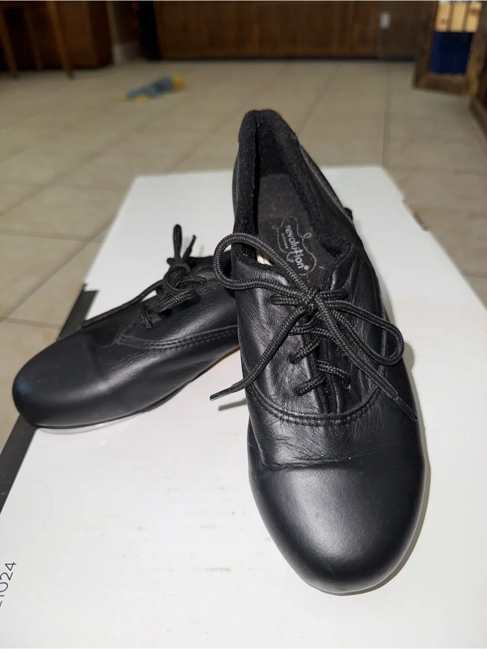Black Women's Leather Lace-Up TAP Shoes